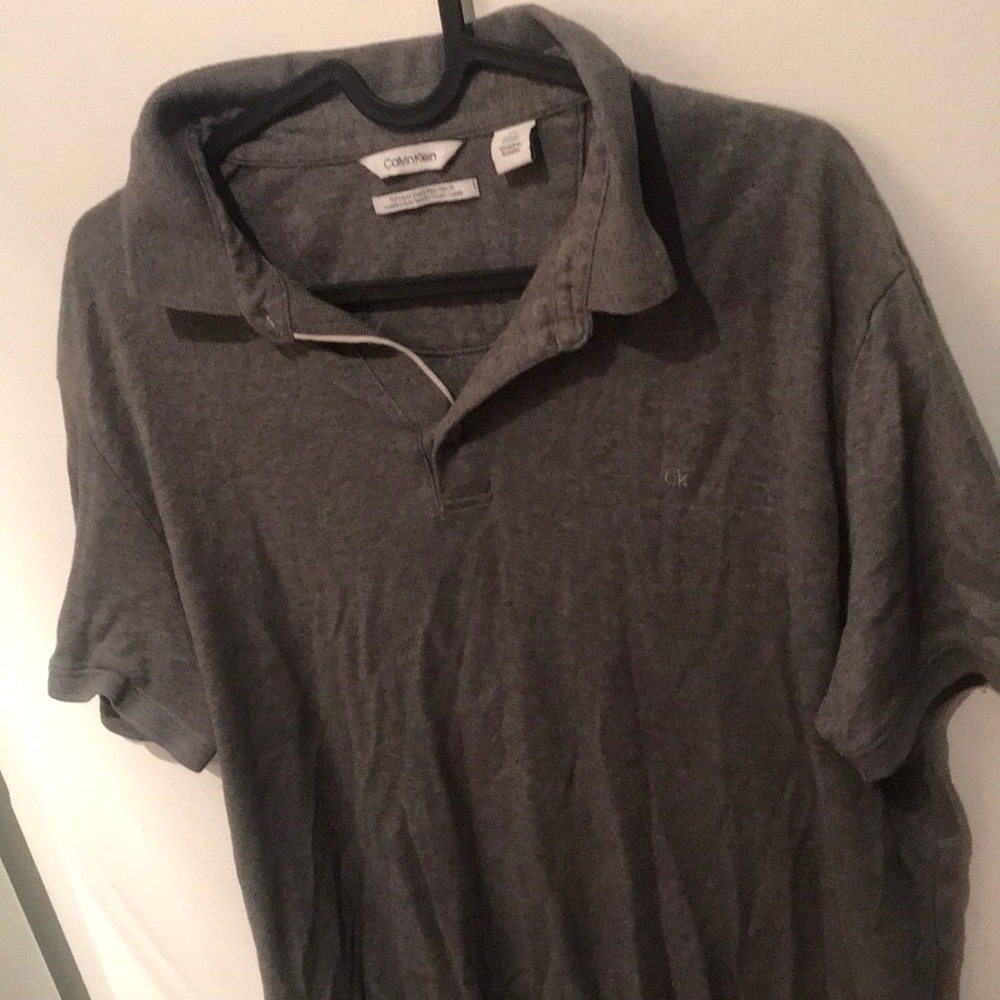Calvin Klein Liquid Touch Slim Fit Grey Designer polo ultra soft!